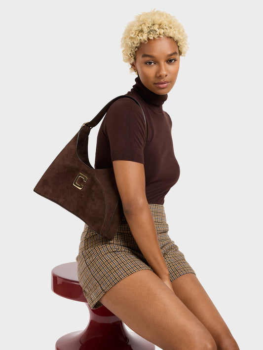Concorde - Chocolate suede leather shoulder bag - Image number 7