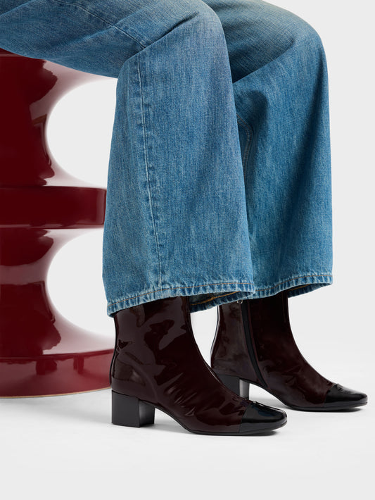 Estime - Brown and black patent leather ankle boots - Image number 3