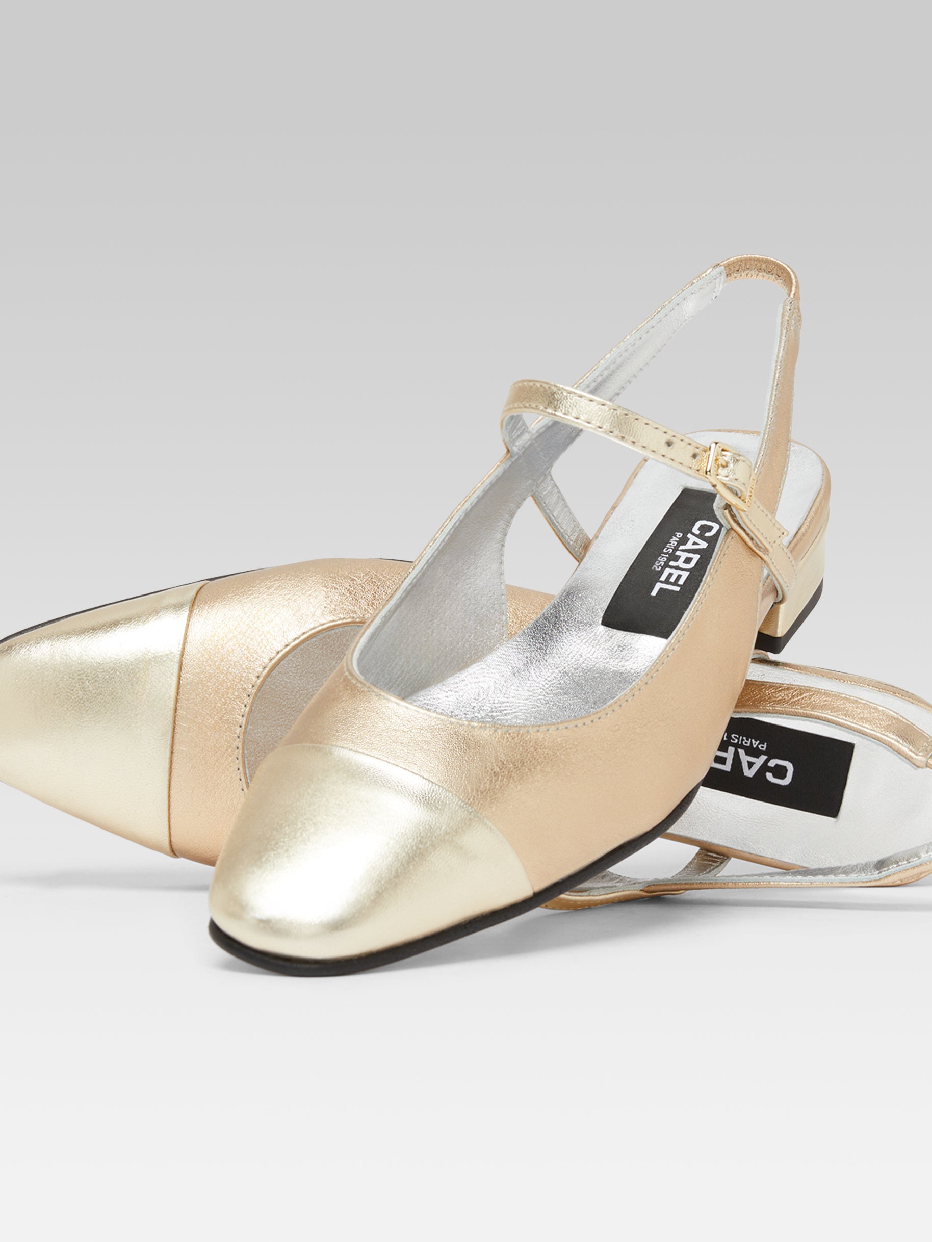 サンダル・ミュール CAREL Oceano Flat Shoes - Carel - Leather - Beige Oceano - Multi platinum leather slingback | Carel Paris
