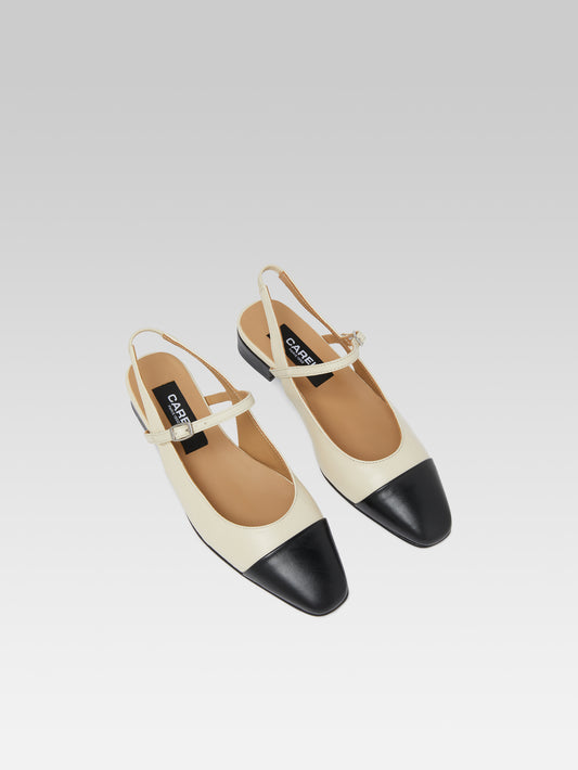 Oceano - Slingback cuir beige et noir - Image numéro 2