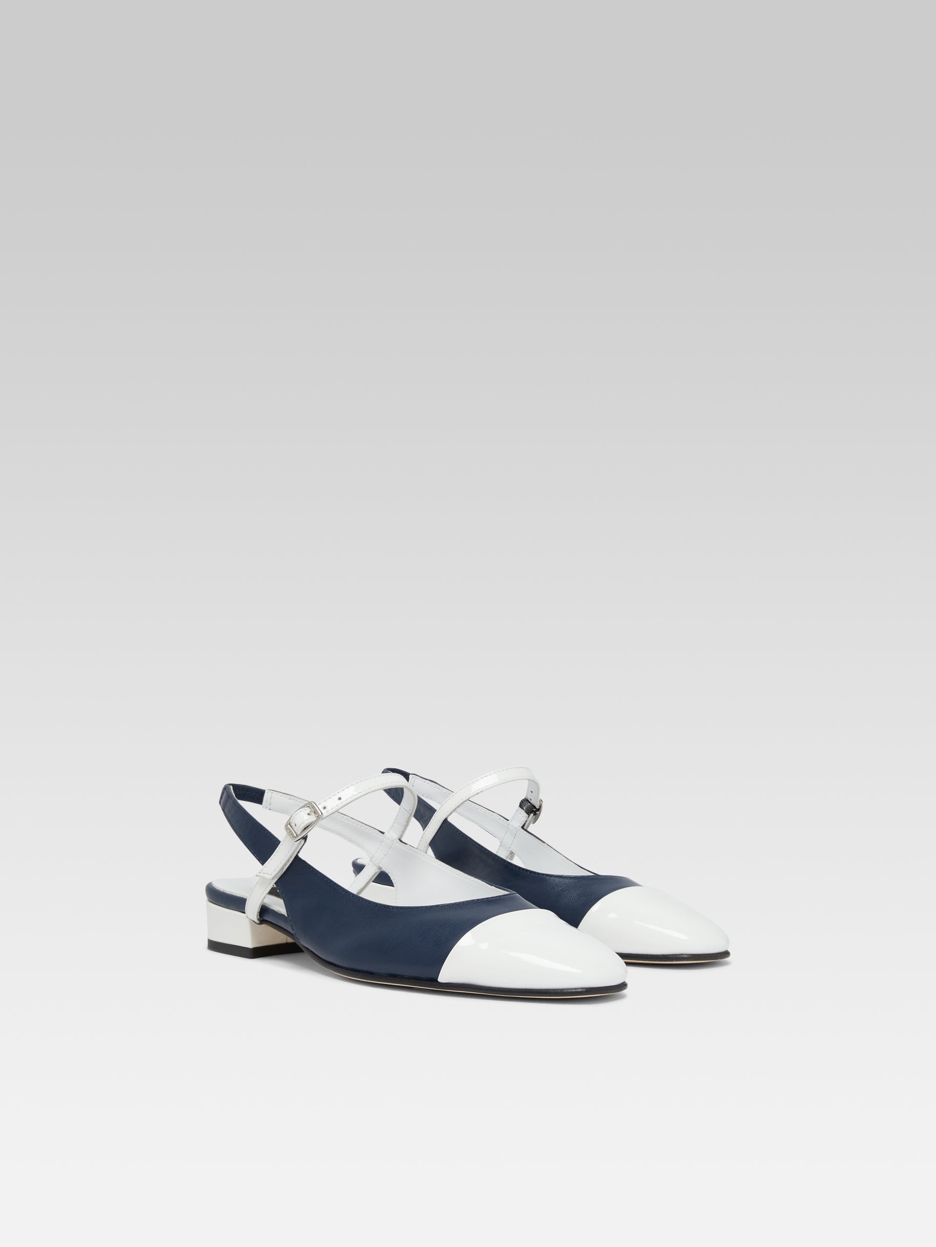Oceano - Slingback cuir bleu et verni blanc - Image numéro 4