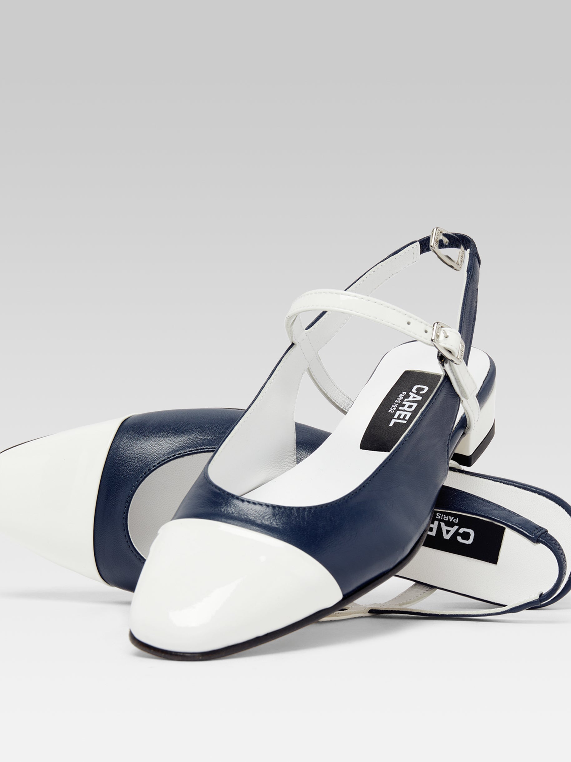 Oceano - Slingback cuir bleu et verni blanc - Image numéro 2