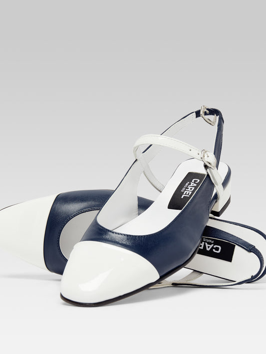 Oceano - Slingback cuir bleu et verni blanc - Image numéro 2