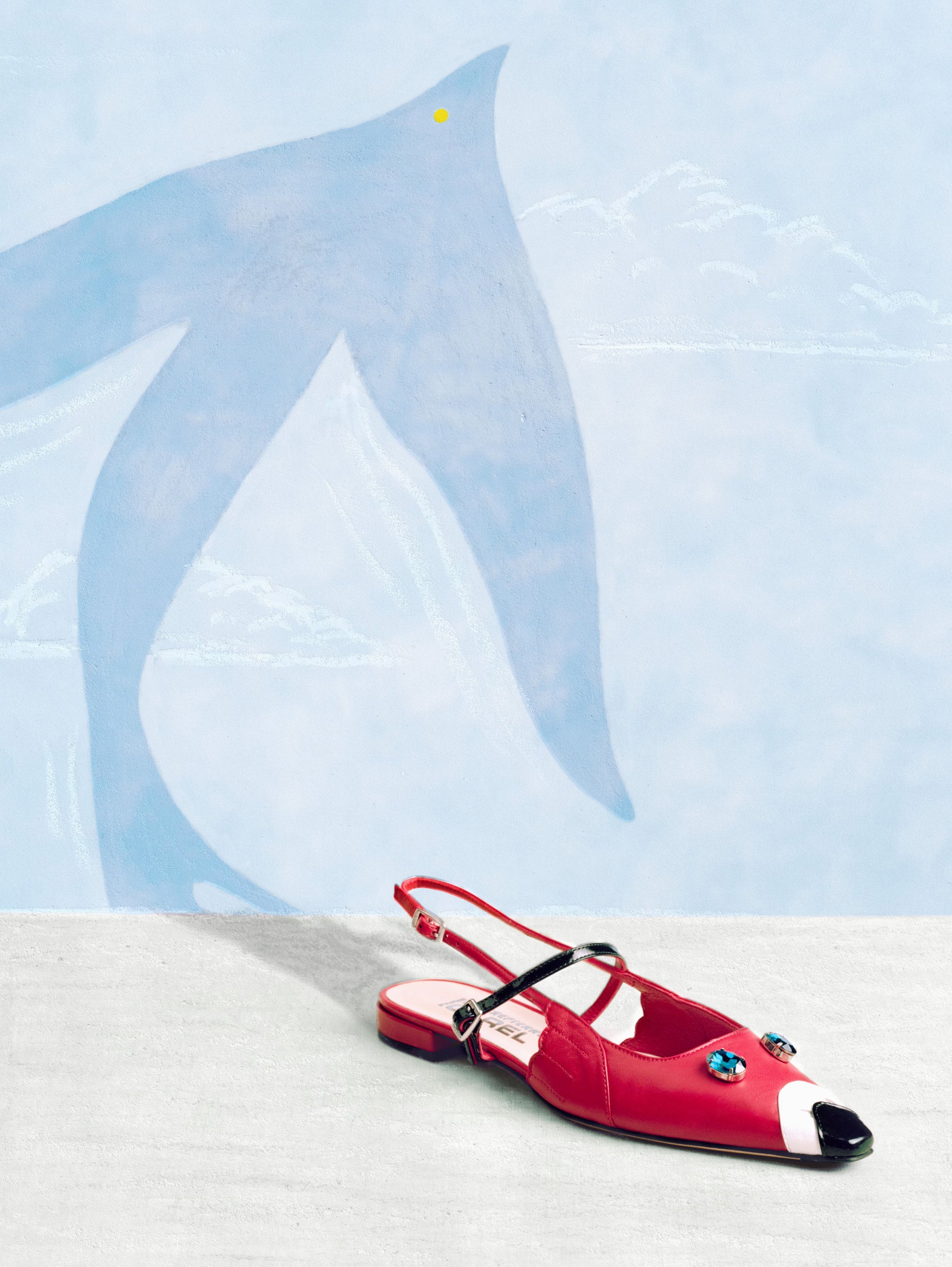 Pigeon P - Red leather and black patent leather slingback - Image number 3