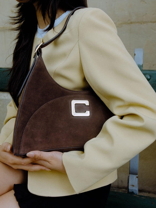 Concorde - Sac épaule cuir velours chocolat - Image numéro 1