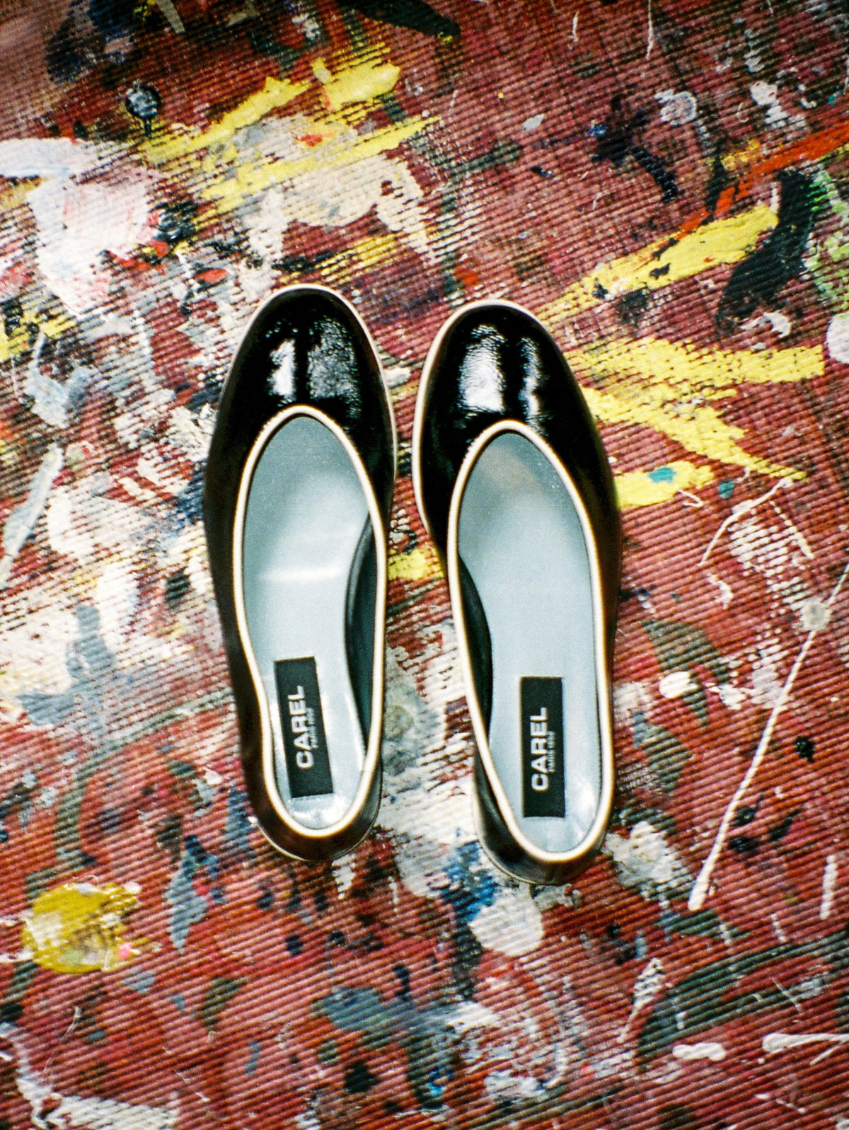 Amanda - Ballerines cuir verni noir et ivoire