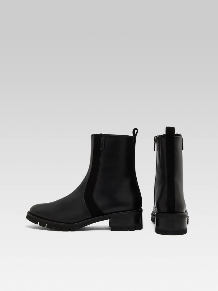 Phoenix - Black leather and suede leather ankle boots - Image number 3