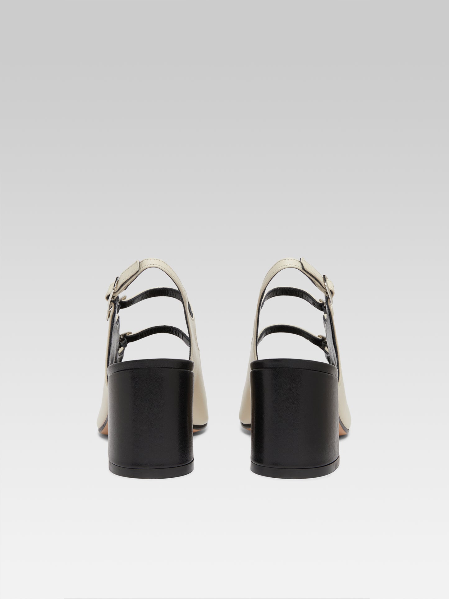 Papaya - Beige and black leather slingback Mary Janes