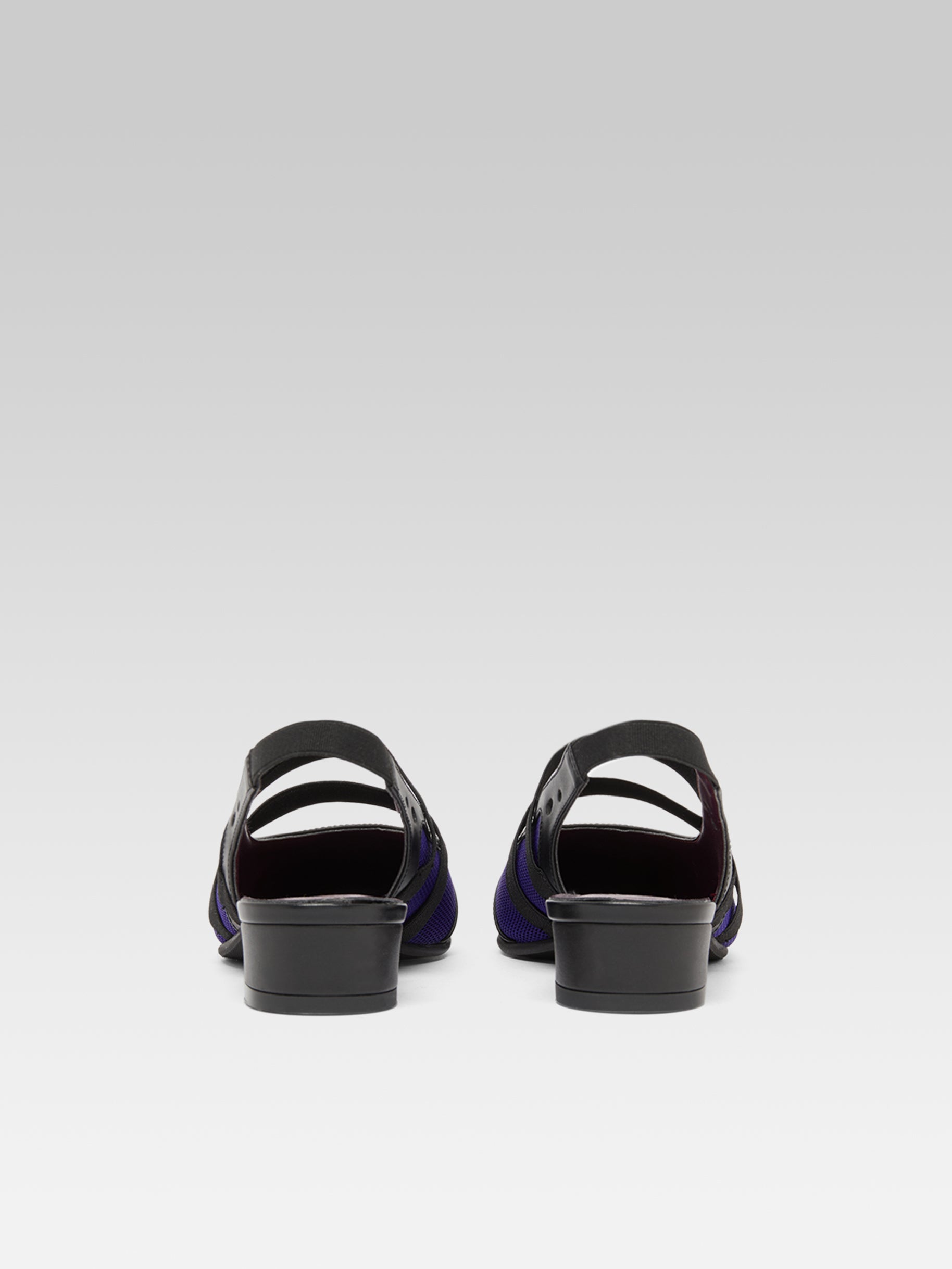 Peachy - Black eco-leather and purple mesh slingback Mary Janes - Image number 5