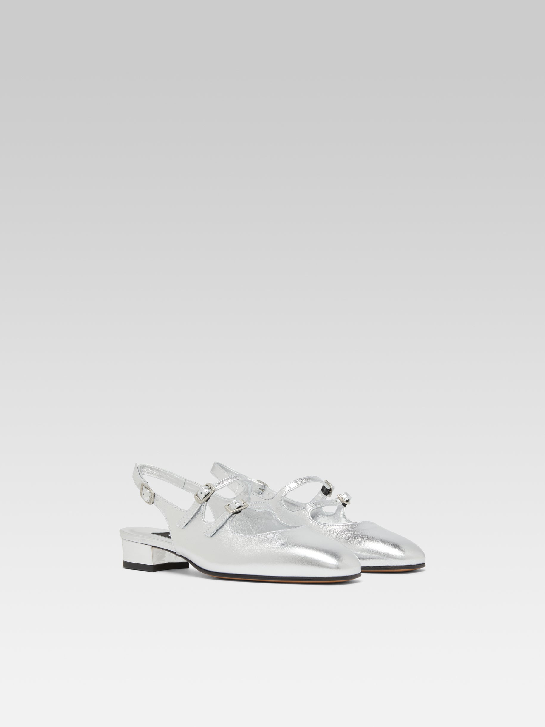 Peche - Silver leather slingback Mary Janes - Image number 3