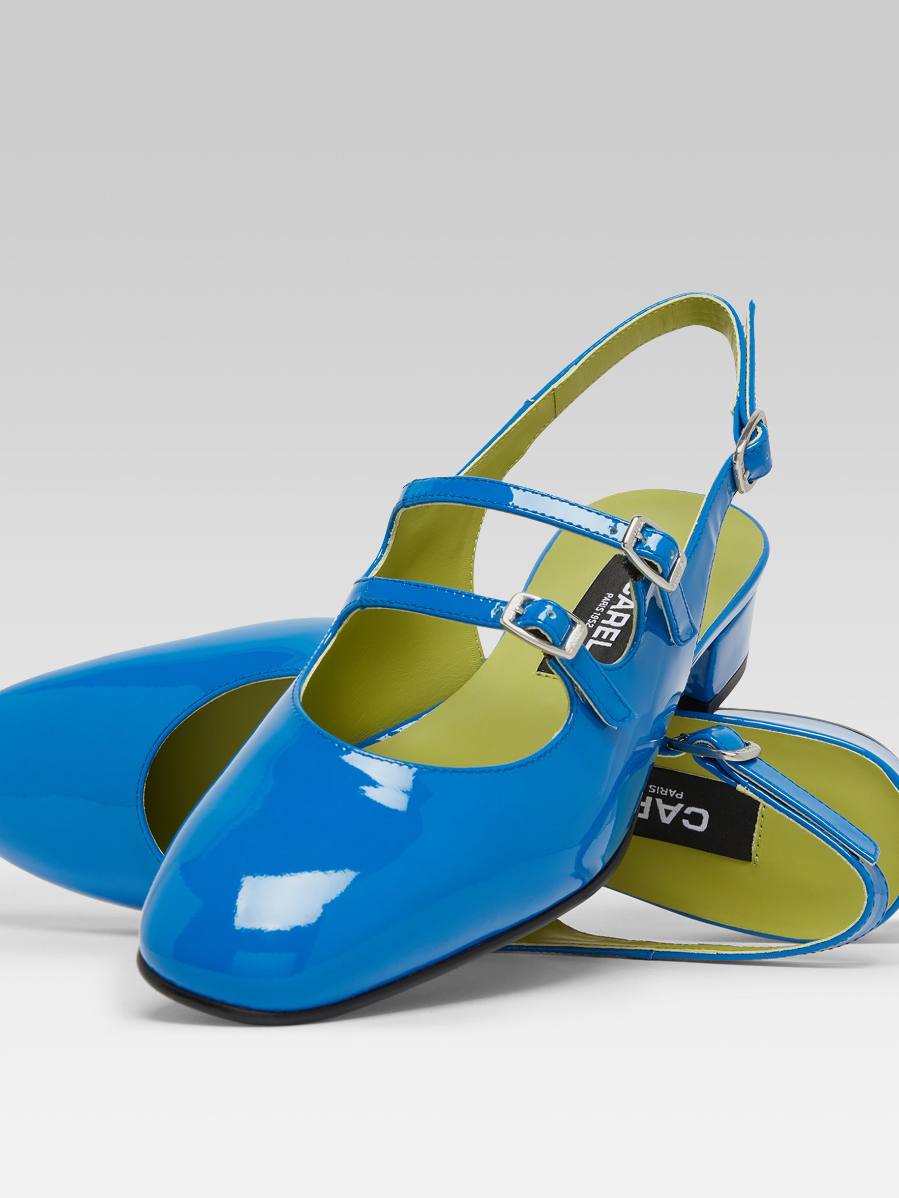 Peche - Babies slingback cuir verni bleu - Image numéro 2