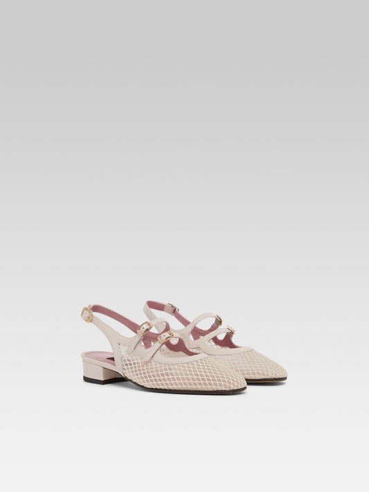 Peche - Ivory mesh and leather slingback Mary Janes - Image number 2