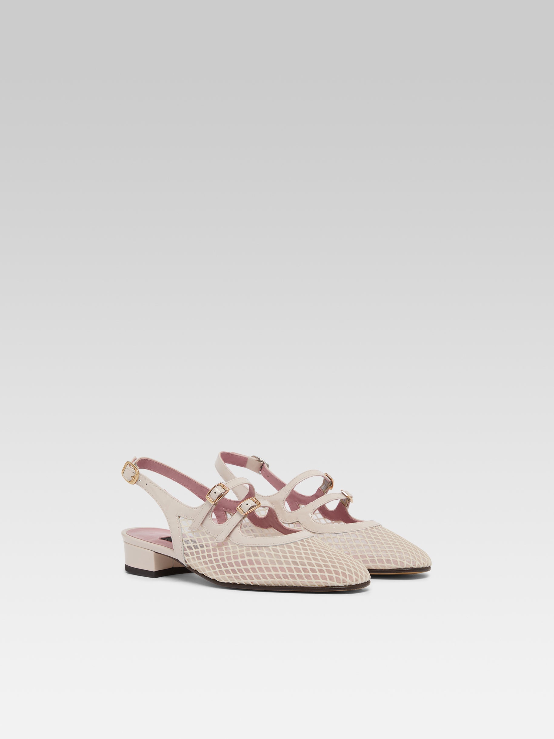 Peche - Ivory mesh and leather slingback Mary Janes - Image number 2