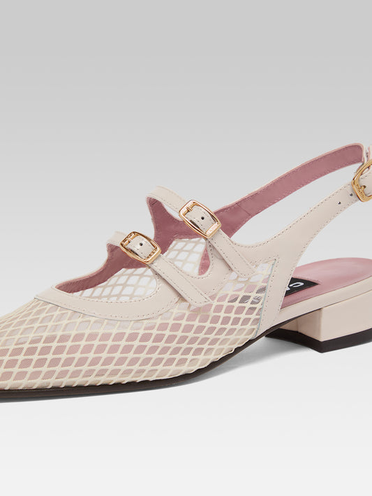 Peche - Ivory mesh and leather slingback Mary Janes - Image number 6