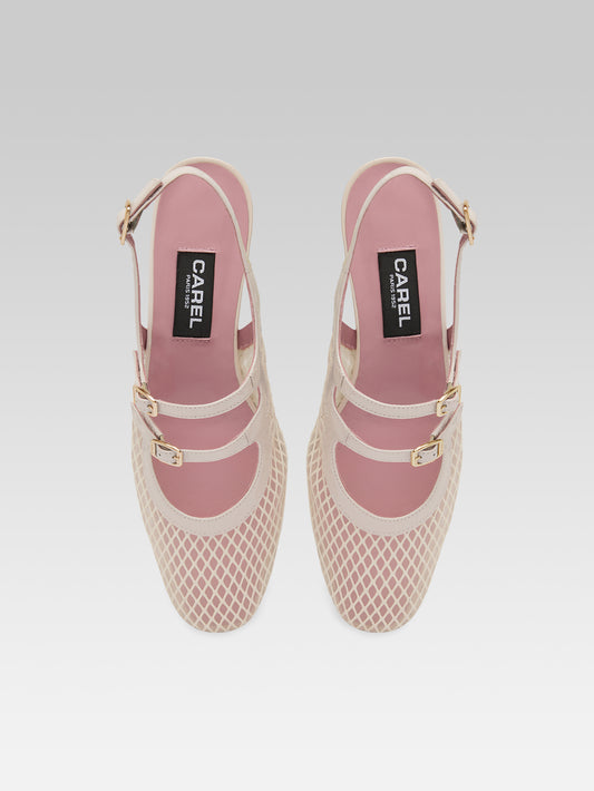 Peche - Ivory mesh and leather slingback Mary Janes - Image number 7