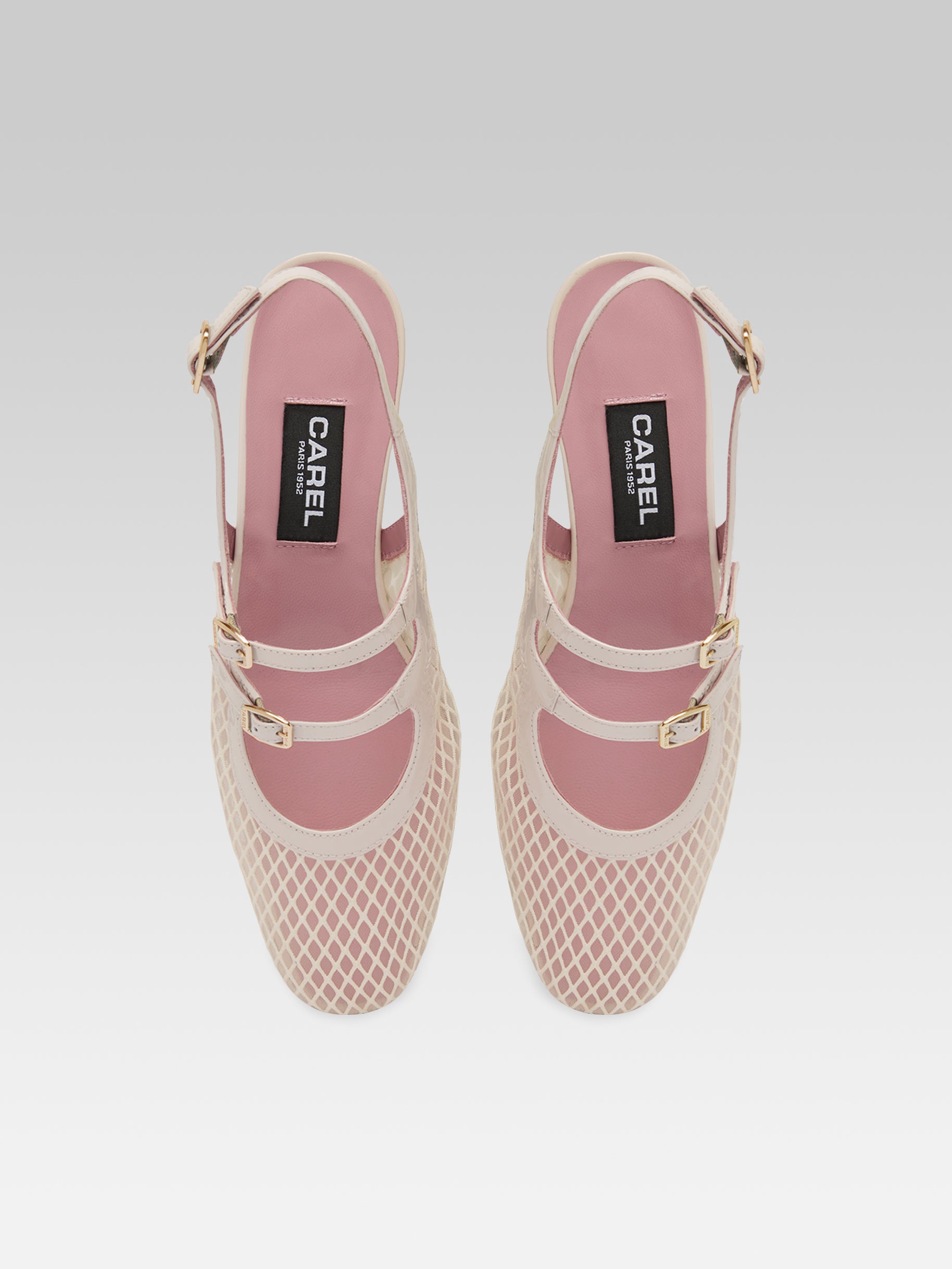 Peche - Ivory mesh and leather slingback Mary Janes - Image number 8