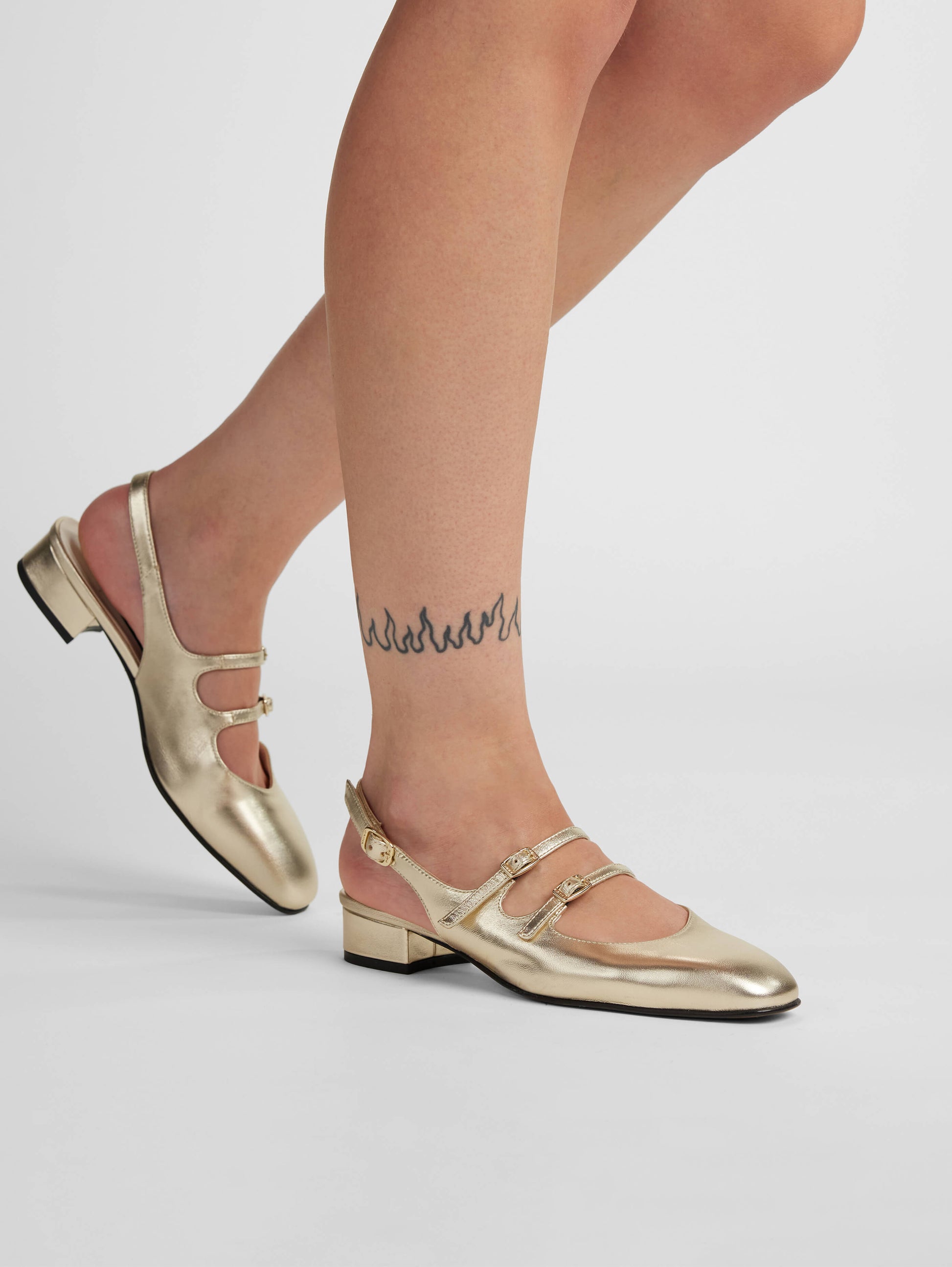 Peche - Babies slingback cuir laminé platine - Image numéro 6