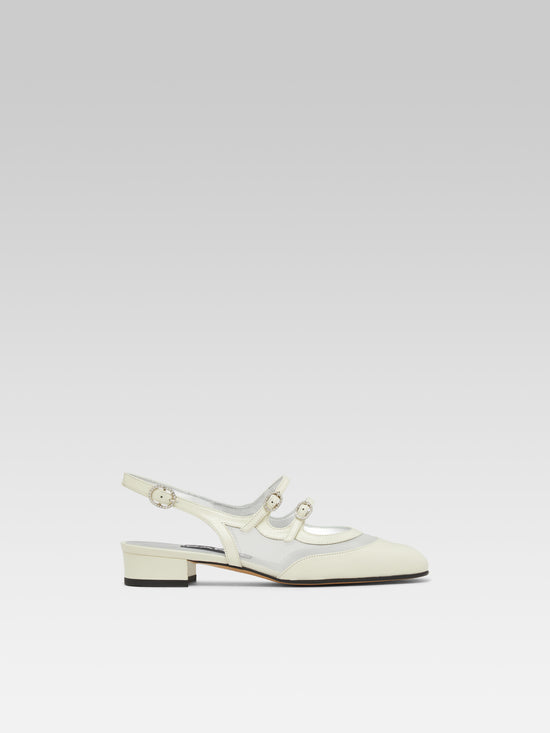 carel Peche night - Babies slingback cuir ivoire résille et boucles strass