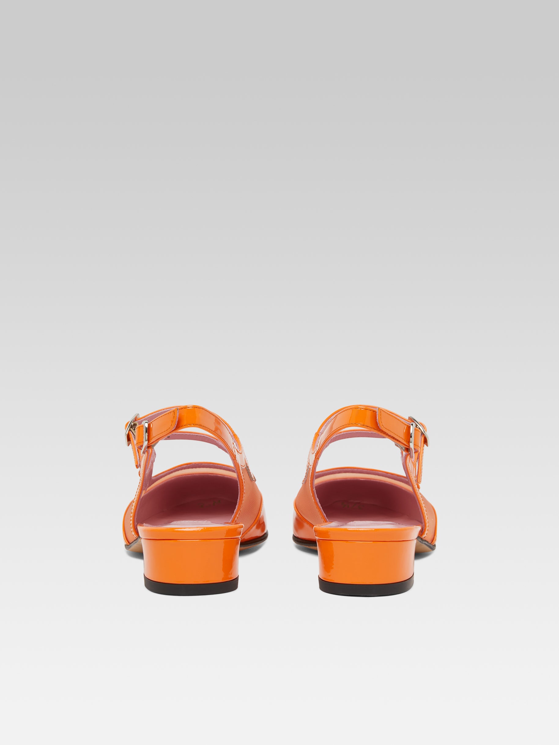 Peche night - Orange patent leather and mesh slingback Mary Janes - Image number 4