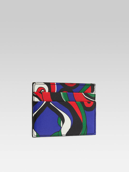 Porte Carte - Porte carte cuir imprimé upcyclé multicolore - Image numéro 2