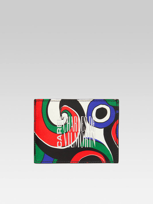 Card Holder - Multicolored upcycled printed leather card holder - Image number 2