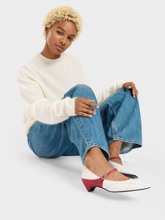 Rivale - Ivory and red leather Mary Janes pumps - Image number 3