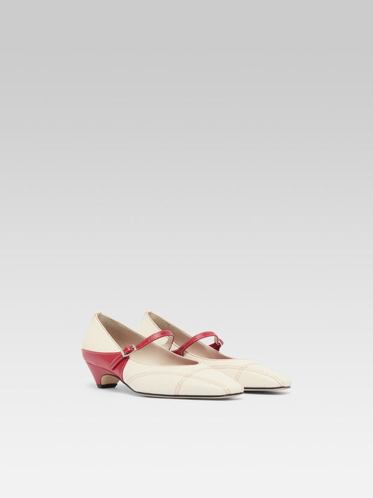 Rivale - Ivory and red leather Mary Janes pumps - Image number 7