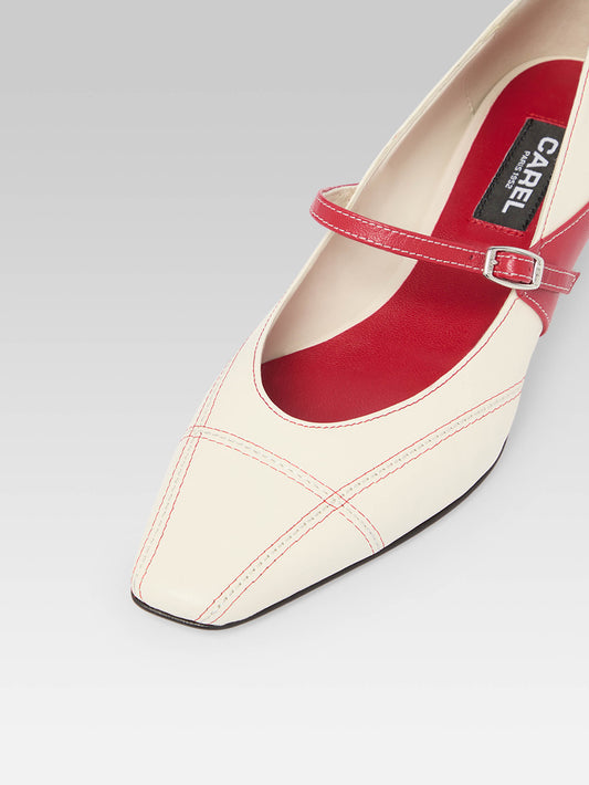 Rivale - Ivory and red leather Mary Janes pumps - Image number 2