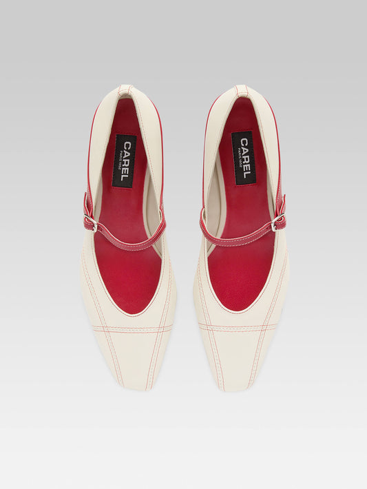 Rivale - Ivory and red leather Mary Janes pumps - Image number 4