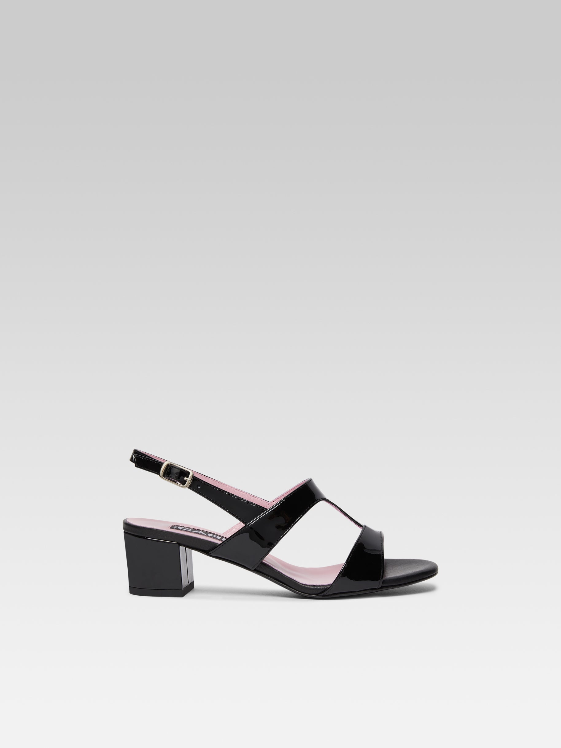 Romy - Sandales cuir verni noir