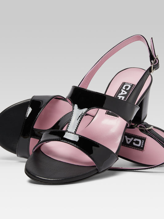 Romy - Black patent leather sandals - Image number 2