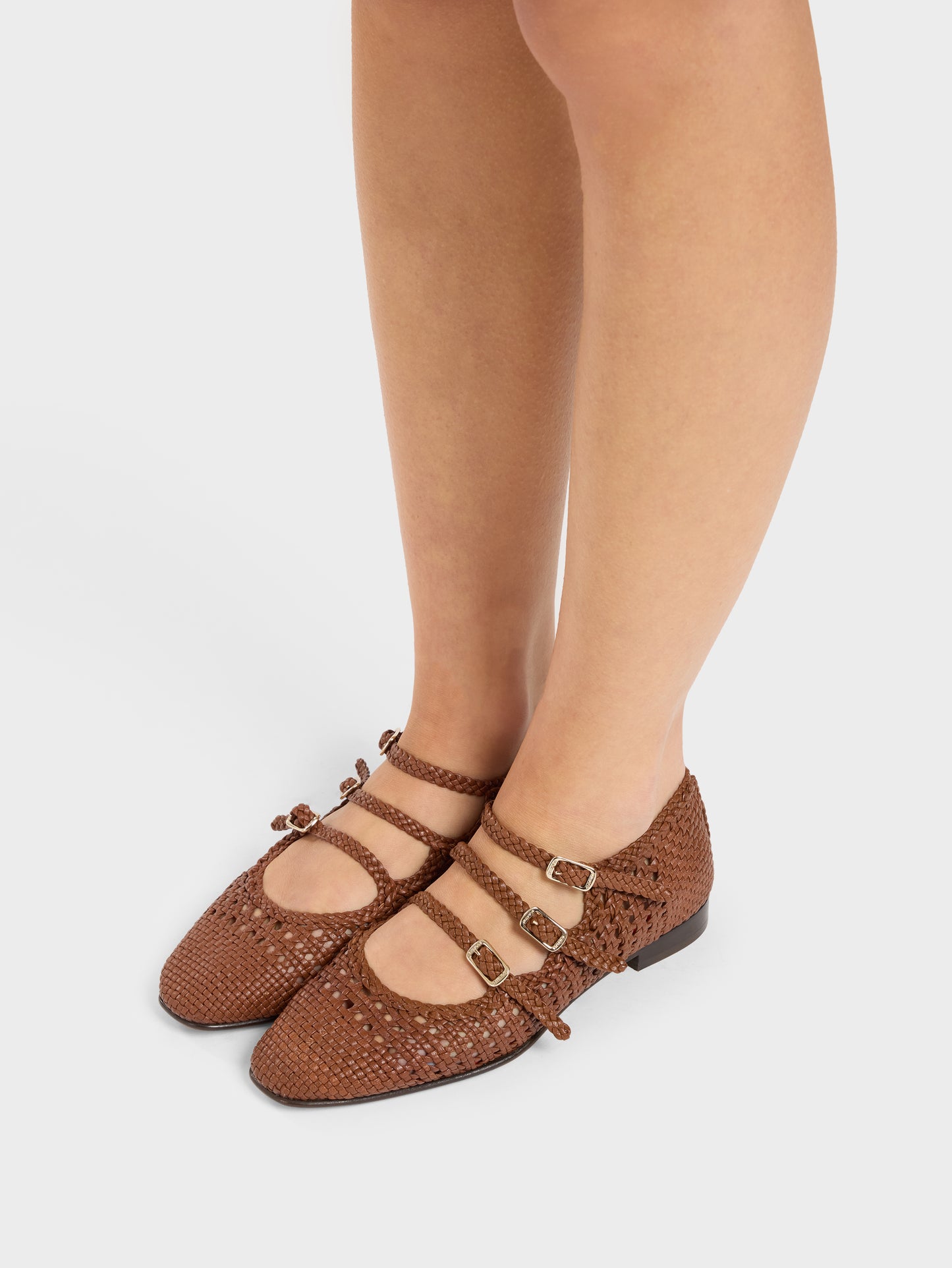 Ariana - Cognac braided leather ballet flats