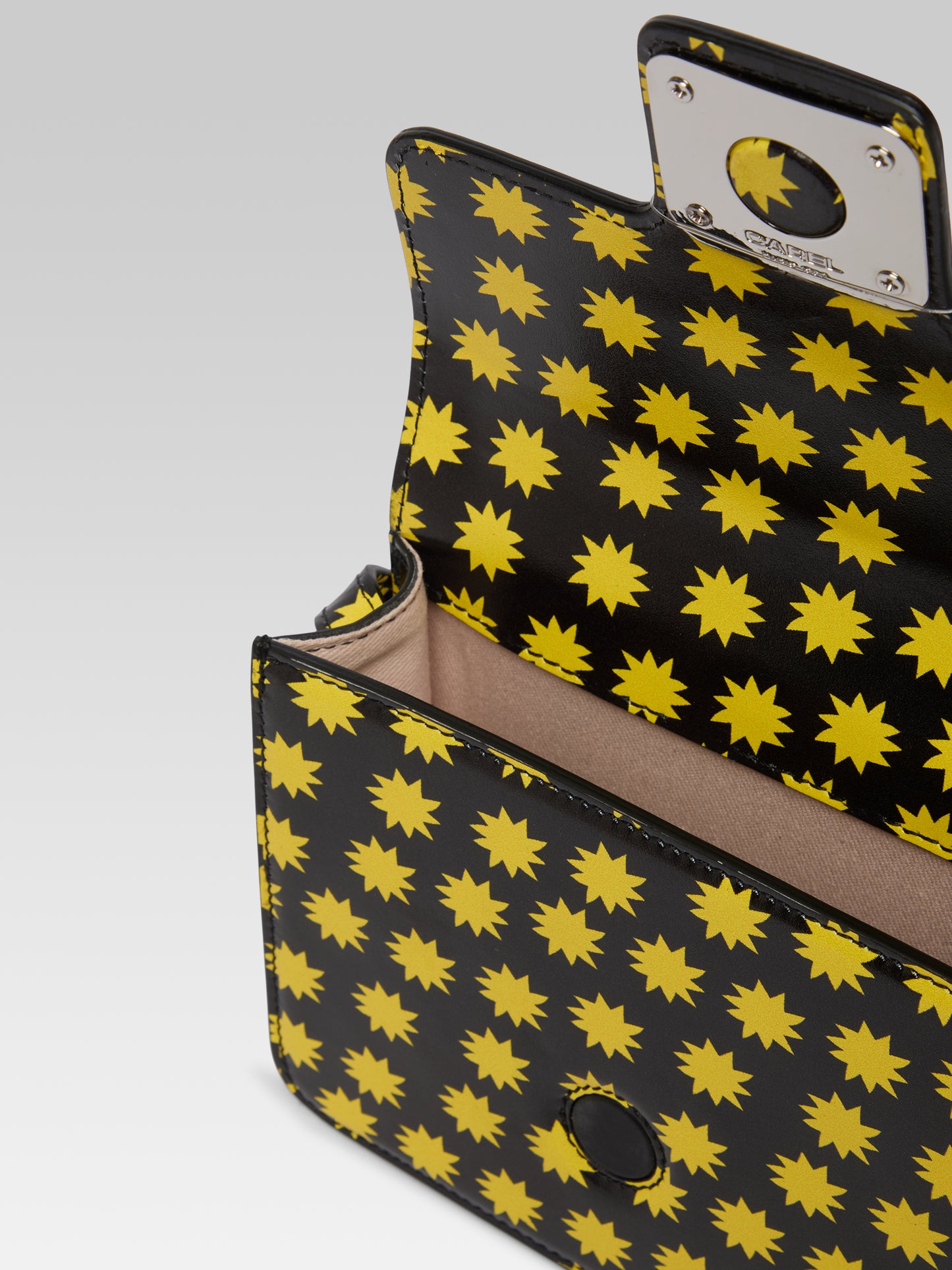 Star M - Sac cuir noir et étoiles jaunes