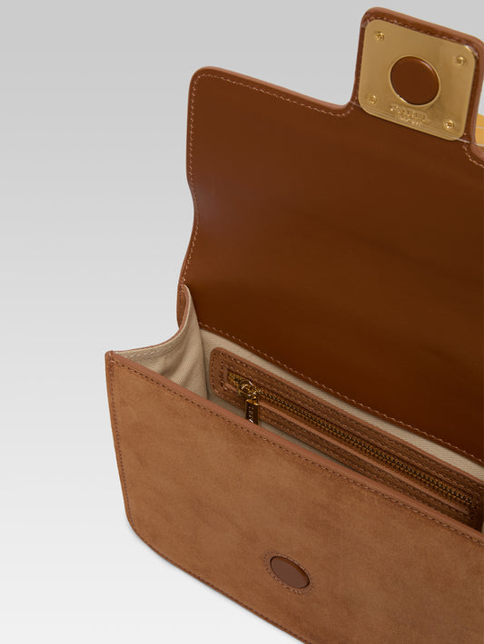 Mabillon - Cognac velvet leather bag - Image number 3