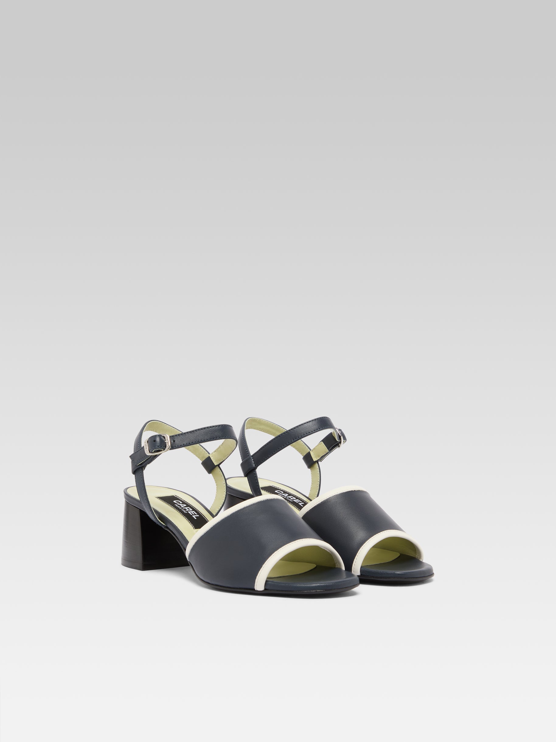Adriana - Navy and ivory leather sandals - Image number 9