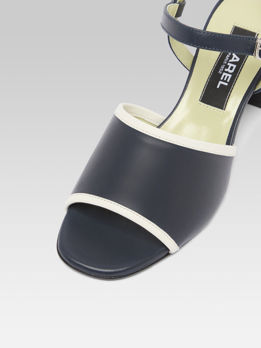 Adriana - Navy and ivory leather sandals - Image number 2