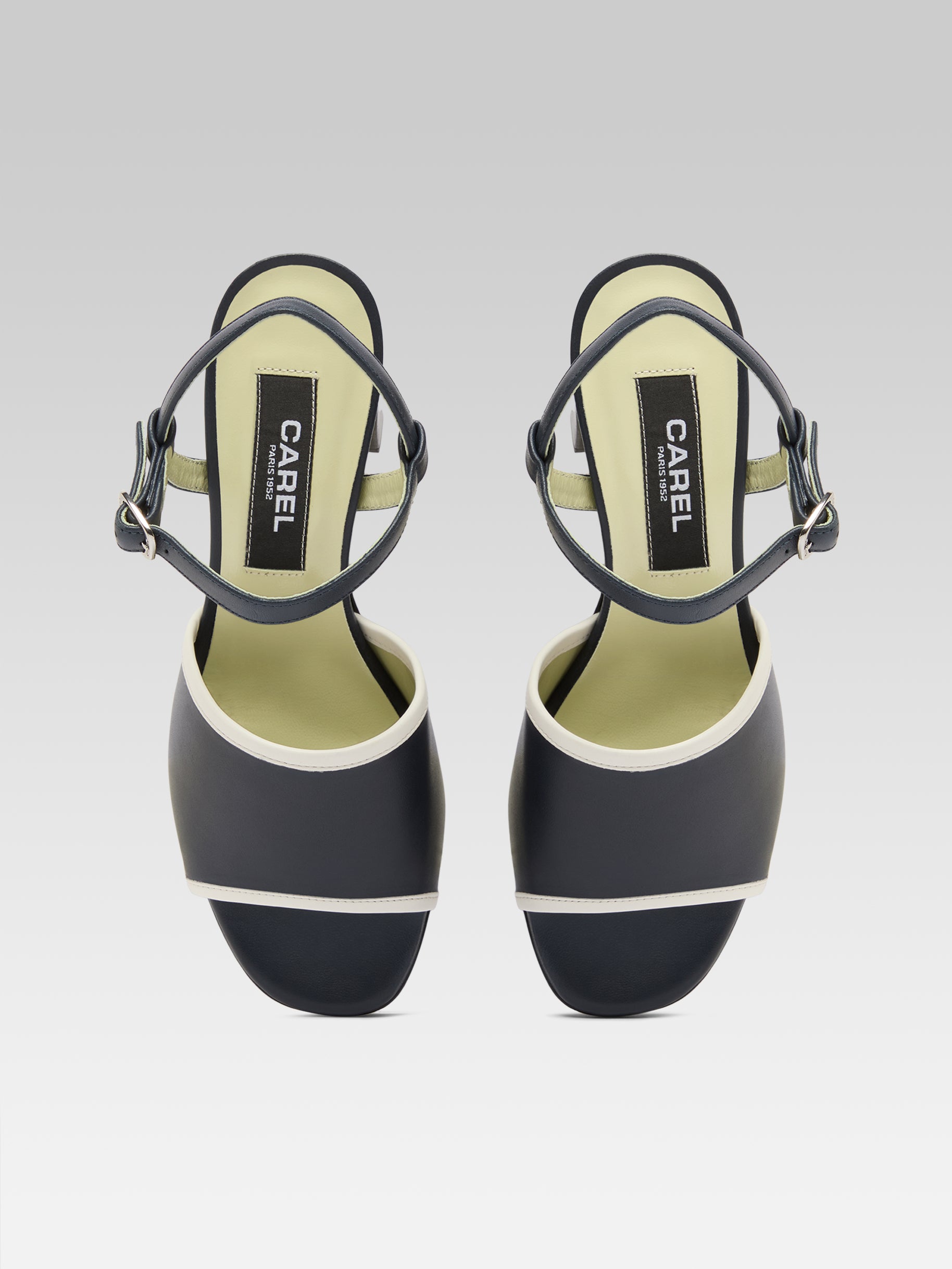Adriana - Navy and ivory leather sandals - Image number 5