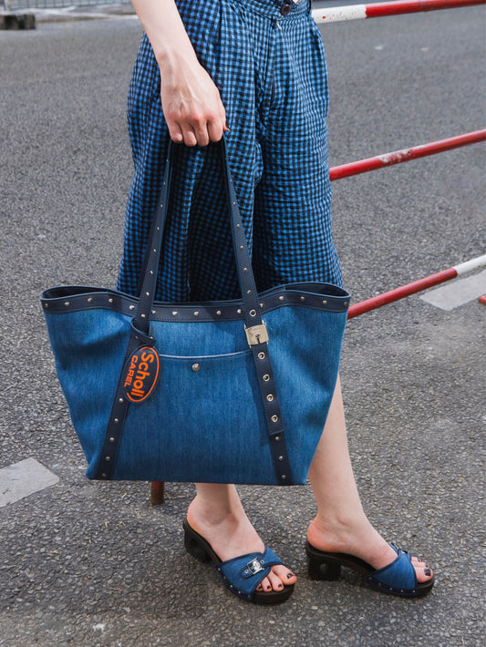 Schollbag - Sac cabas en tissu jean et cuir bleu - Image numéro 3