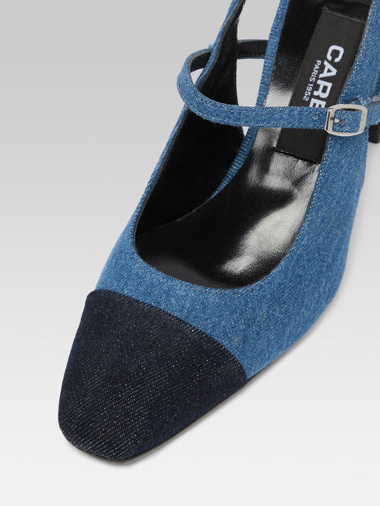 Oceane - Blue bi-denim heeled slingback - Image number 2