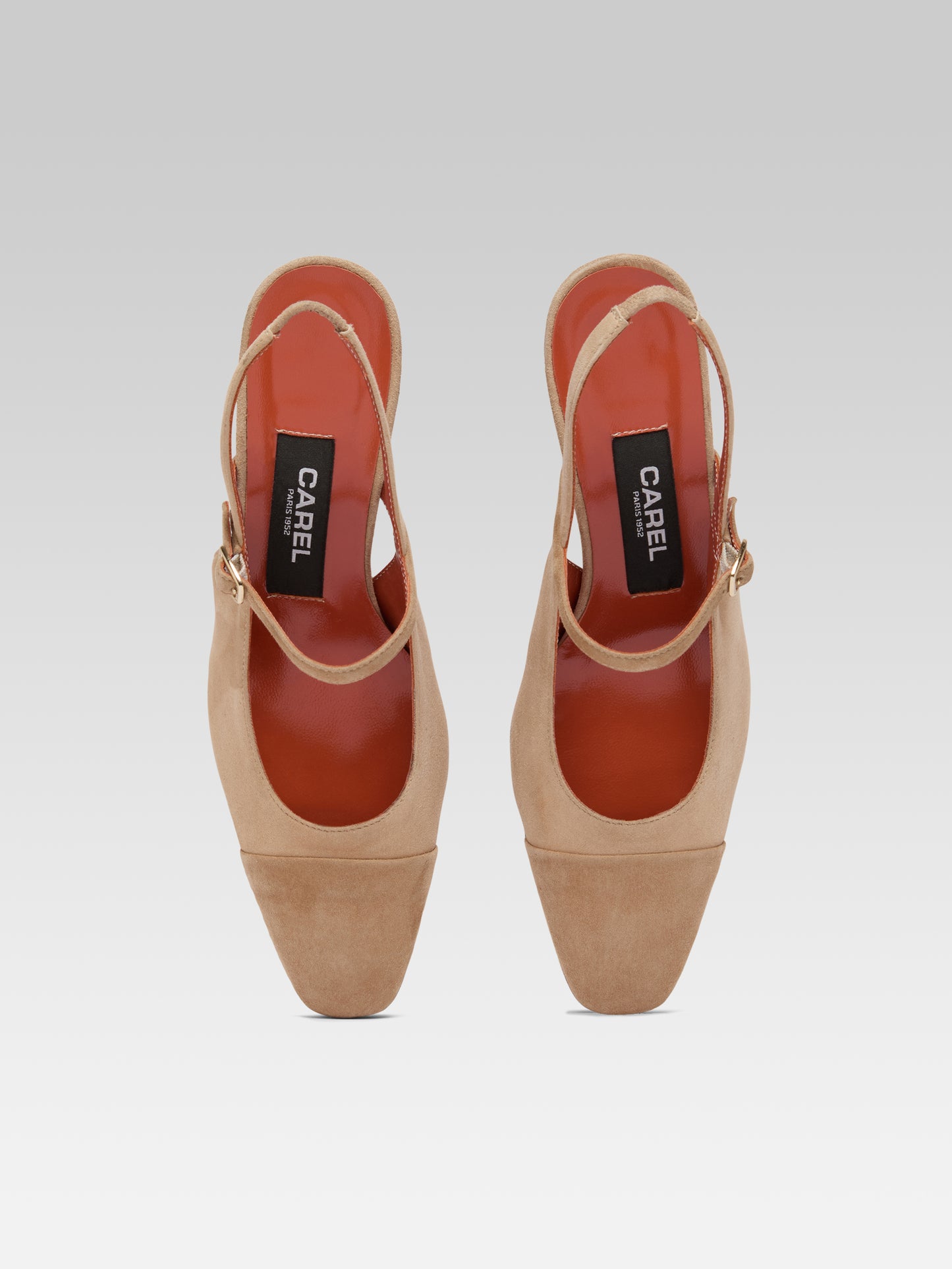 Oceane - Escarpins slingback cuir velours beige et cappuccino