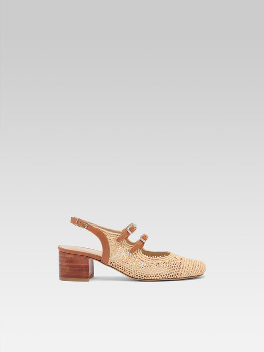 Thalma - Natural raffia slingback Mary Janes - Image number 1
