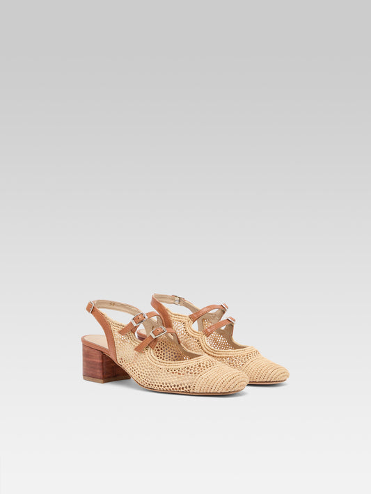 Thalma - Natural raffia slingback Mary Janes - Image number 3