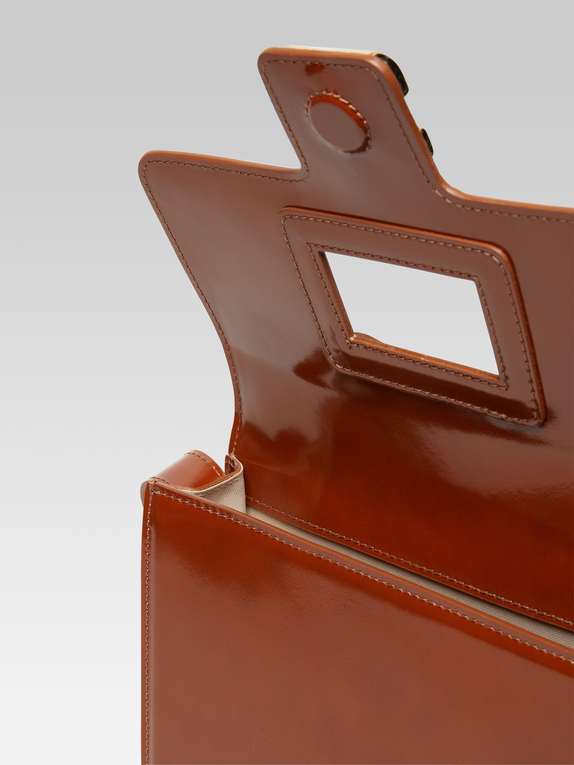 Mini Sorbonne - Cognac glossy leather bag - Image number 2