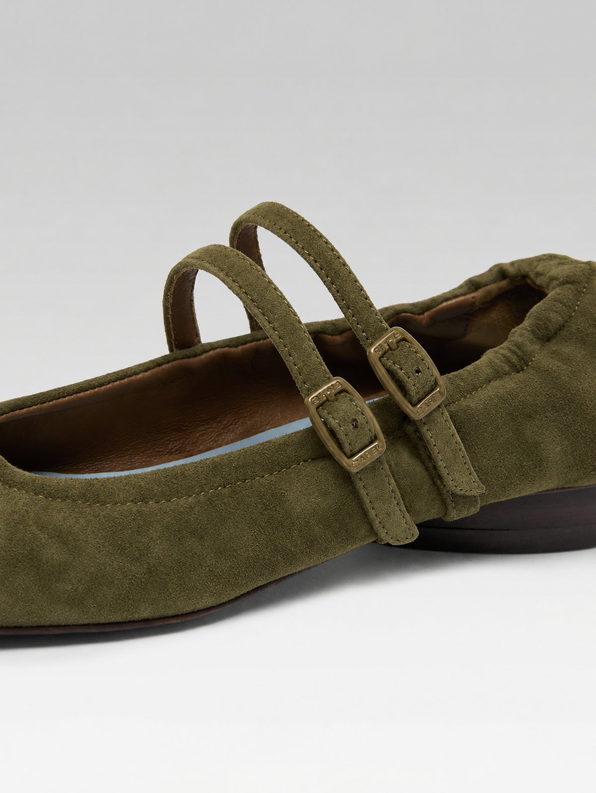Tatiana - Kaki suede leather Mary Jane flats - Image number 3