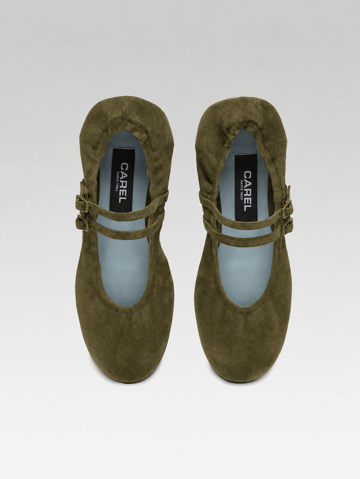 Tatiana - Kaki suede leather Mary Jane flats - Image number 4