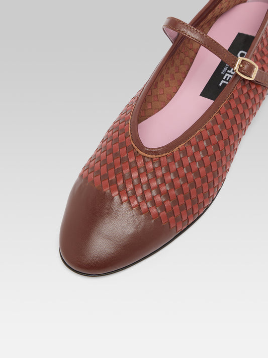 Tracy - Two-tone brown braided leather ballerina flats - Image number 4