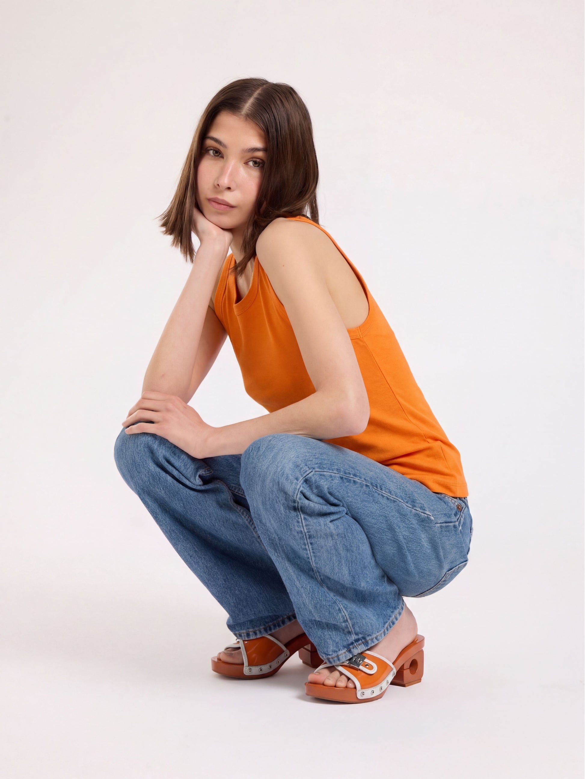 Pescarel - Orange and white leather clogs - Image number 2