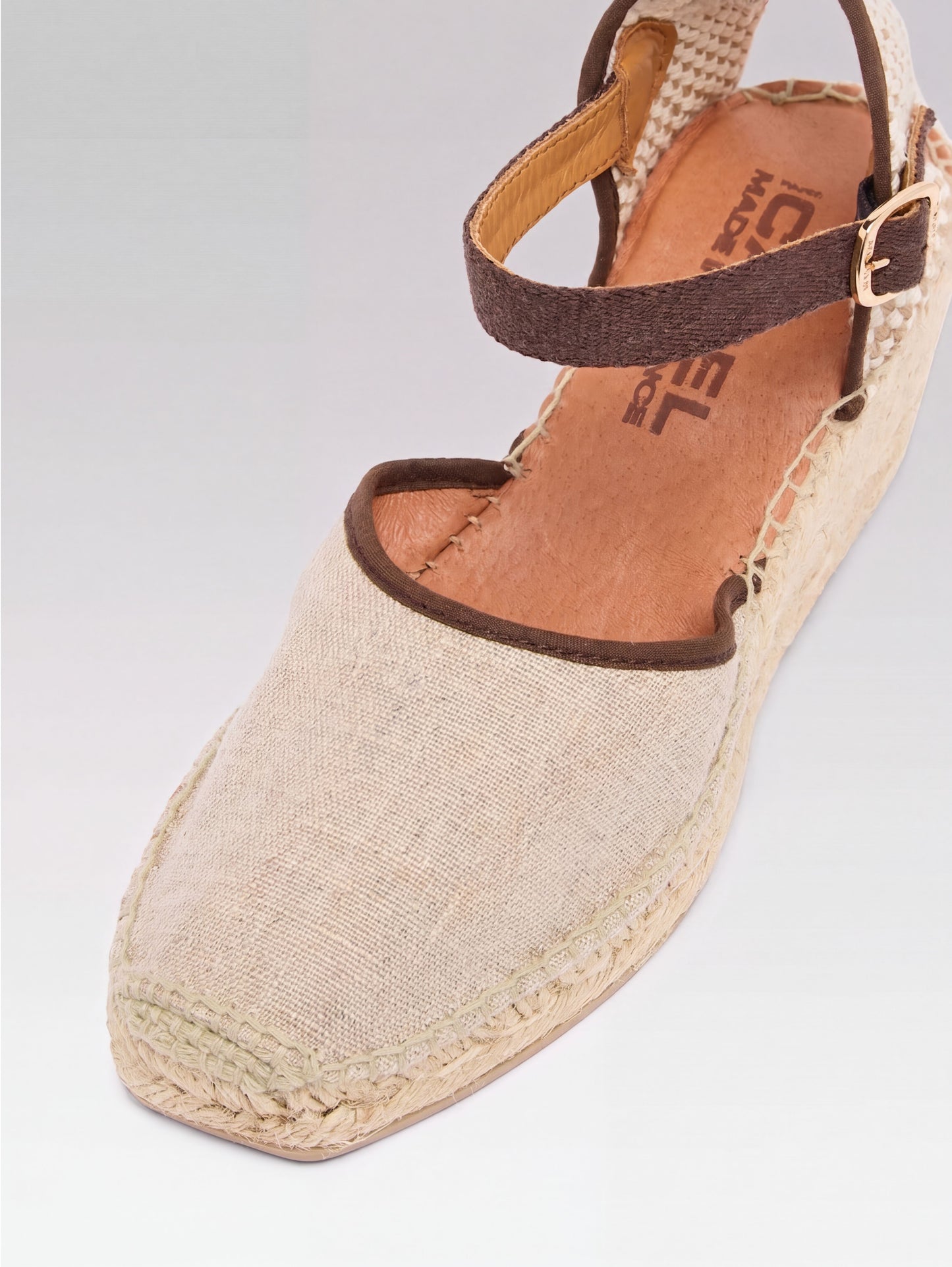 Rio - Beige and brown canvas wedge espadrilles