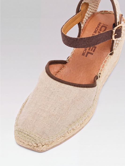 Rio - Beige and brown canvas wedge espadrilles - Image number 4