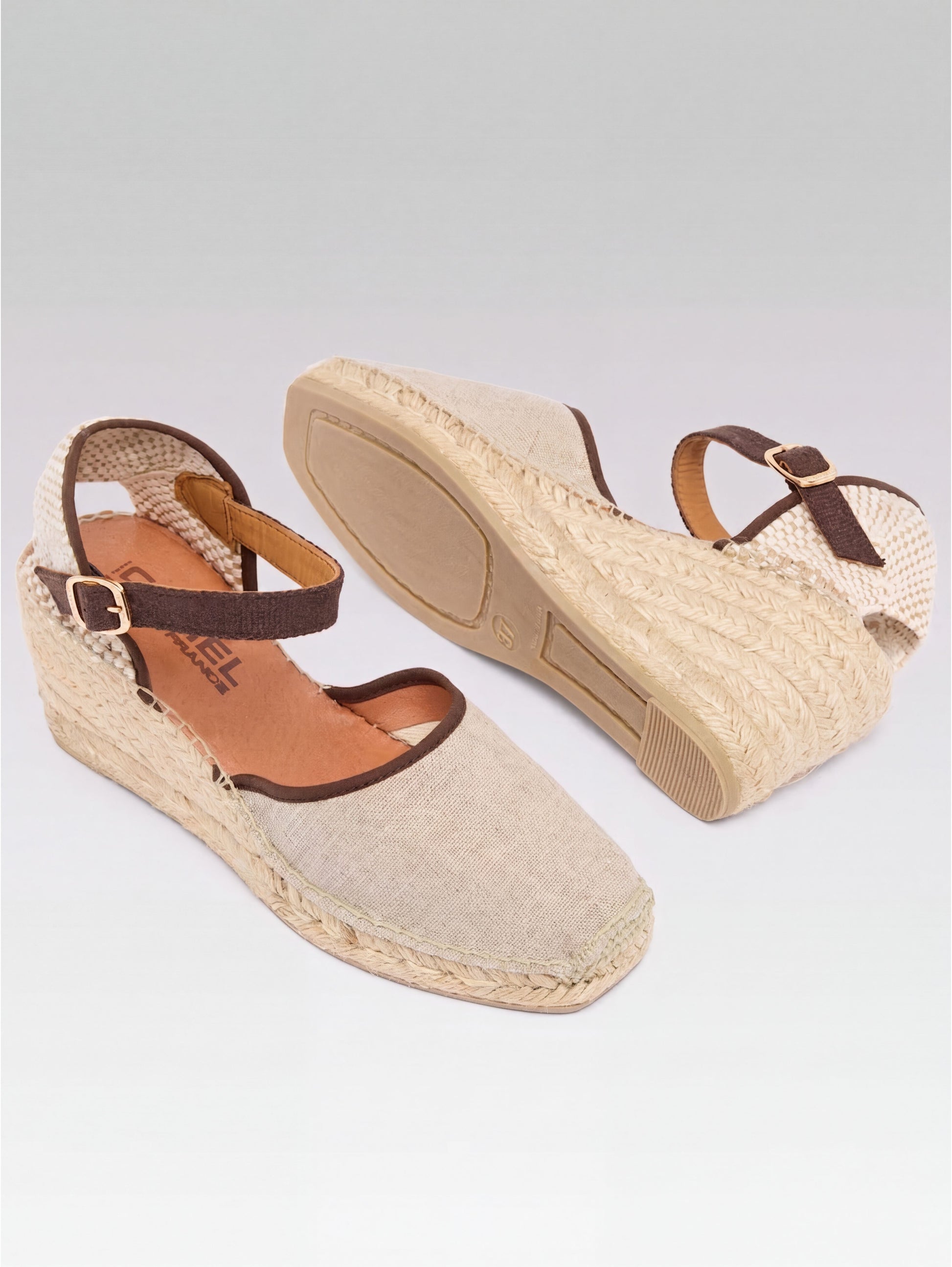 Rio - Beige and brown canvas wedge espadrilles - Image number 6